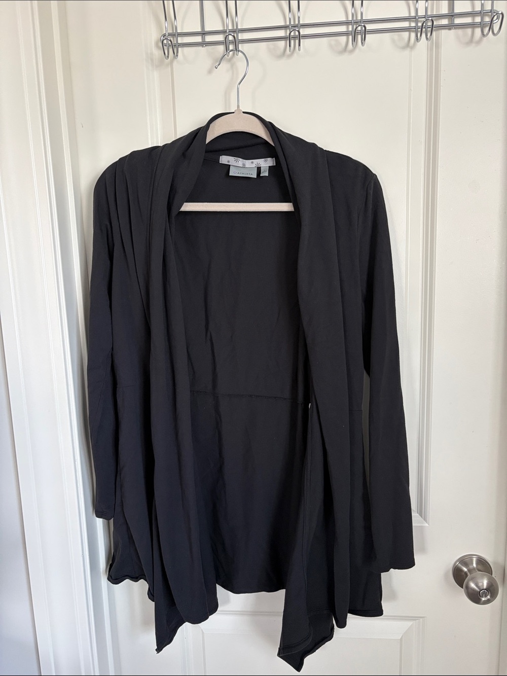 Athleta Black Draped Open Cardigan